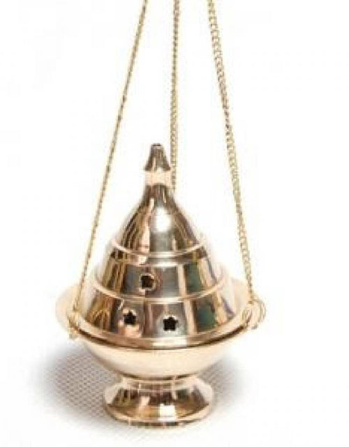 Load image into Gallery viewer, Hanging Brass Incense Burner 5 - 6" by OMSutra
