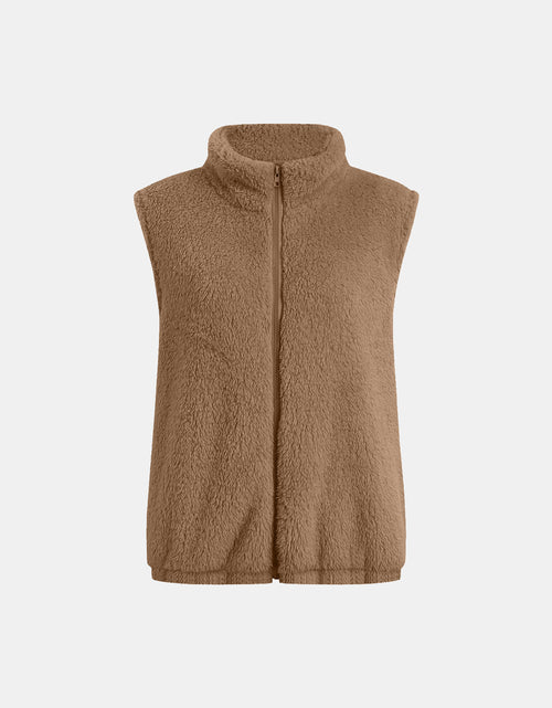 Load image into Gallery viewer, Full Size Fuzzy Zip Up Vest Coat with Pockets
