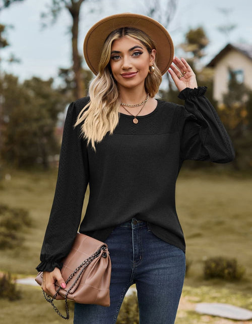 Load image into Gallery viewer, Round Neck Puff Sleeve Blouse
