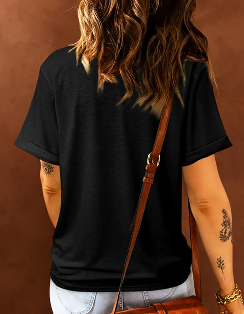 Load image into Gallery viewer, THANKFUL Sequin Round Neck Short Sleeve T-Shirt
