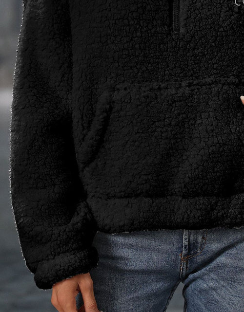 Load image into Gallery viewer, Heart Half Zip Long Sleeve Teddy Sweatshirt
