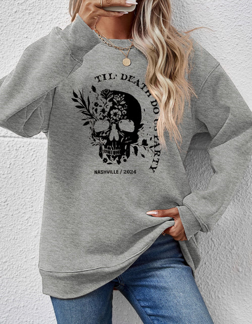 Load image into Gallery viewer, Graphic Round Neck Dropped Shoulder Sweatshirt
