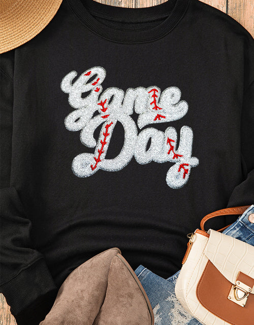 Load image into Gallery viewer, Letter Graphic Round Neck Long Sleeve Sweatshirt
