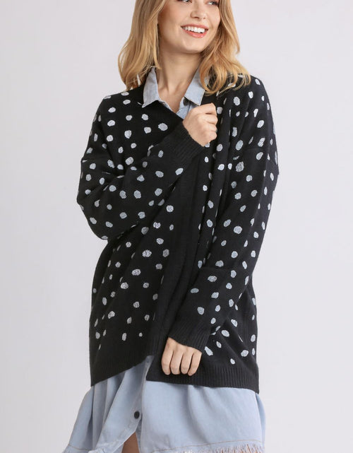 Load image into Gallery viewer, Umgee Polka Dot Open Front Drop Shoulder Cardigan
