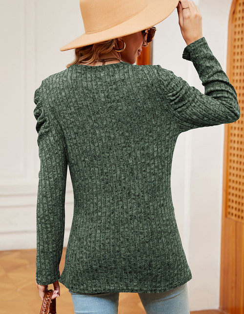 Load image into Gallery viewer, Round Neck Puff Sleeve T-Shirt
