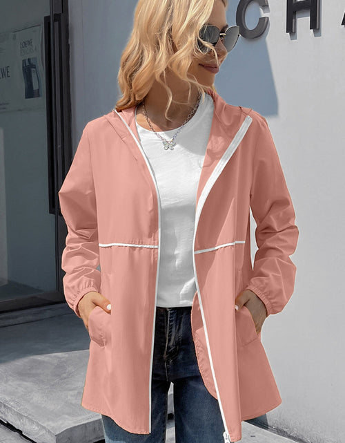 Load image into Gallery viewer, Ivy Lane Zip Up Long Sleeve Hooded Watertight Jacket
