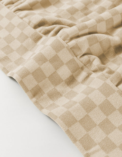 Load image into Gallery viewer, Checkered Print Kangaroo Pocket Drawstring Hoodie
