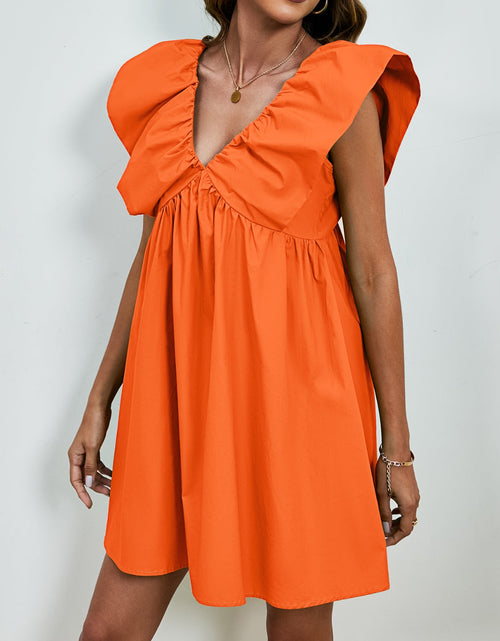 Load image into Gallery viewer, V-Neck Cap Sleeve Mini Dress
