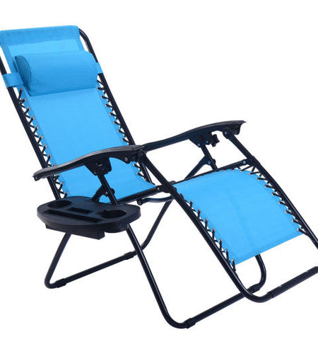 Outdoor Folding Zero Gravity Reclining Lounge Chair-Light Blue