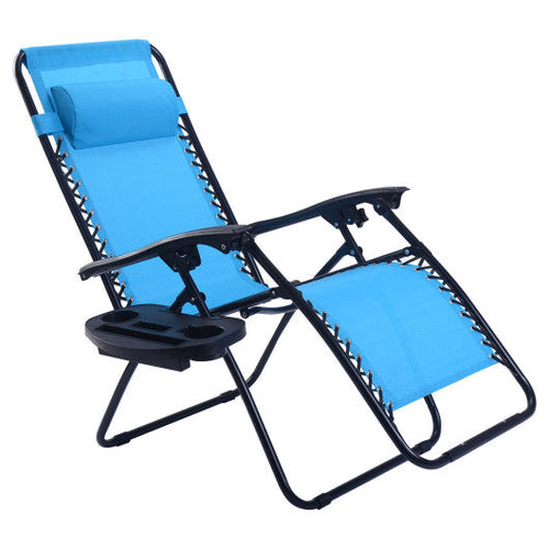 Load image into Gallery viewer, Outdoor Folding Zero Gravity Reclining Lounge Chair-Light Blue
