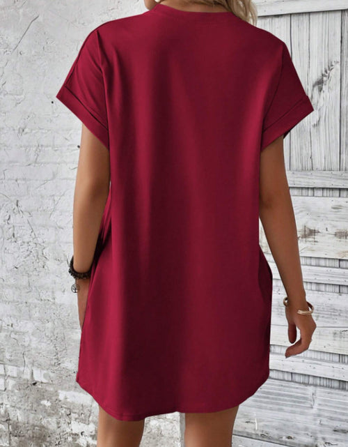 Load image into Gallery viewer, Round Neck Short Sleeve Mini Tee Dress with Pockets
