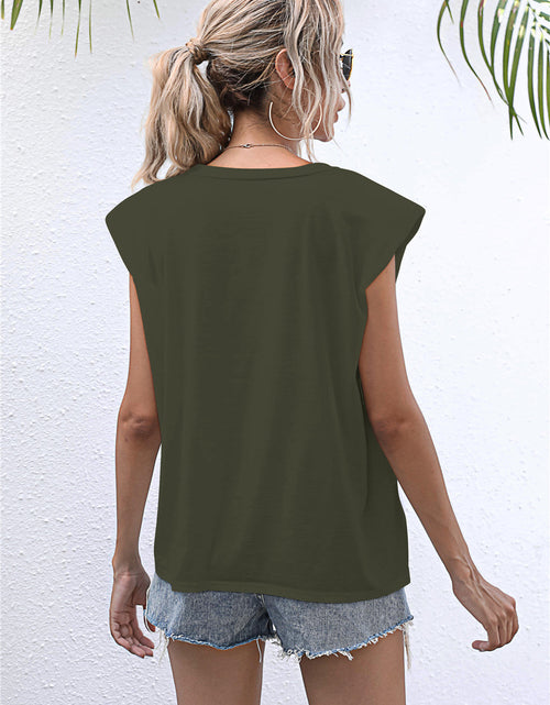 Load image into Gallery viewer, Round Neck Cap Sleeve Tee
