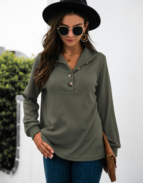 Load image into Gallery viewer, Half Button Long Sleeve T-Shirt
