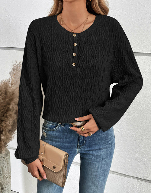 Load image into Gallery viewer, Ivy Lane Half Button Long Sleeve Top
