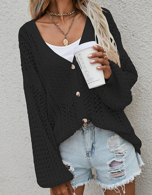 Load image into Gallery viewer, Openwork Button Front Cardigan
