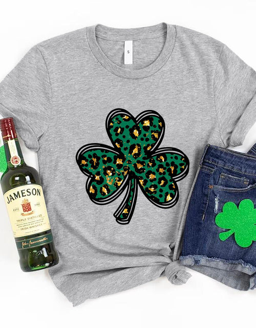 Load image into Gallery viewer, Lucky Clover Round Neck Short Sleeve T-Shirt
