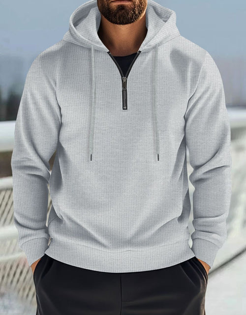 Load image into Gallery viewer, Men's Full Size Quarter Zip Long Sleeve Drawstring Hoodie Plus Size
