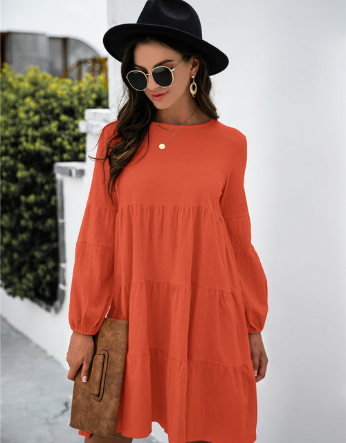 Load image into Gallery viewer, Balloon Sleeve Keyhole Tiered Dress
