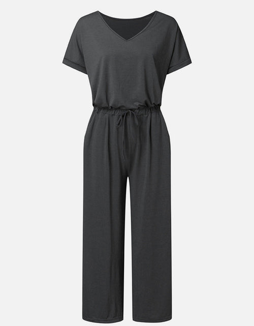 Load image into Gallery viewer, V-Neck Short Sleeve Jumpsuit
