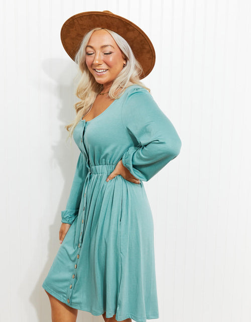 Load image into Gallery viewer, Scoop Neck Empire Waist Long Sleeve Mini Dress
