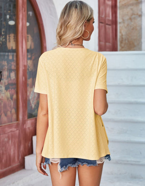 Load image into Gallery viewer, Eyelet Open Front Short Sleeve Cover Up
