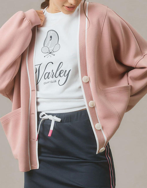 Load image into Gallery viewer, Contrast Trim V Neck Button Up Cardigan
