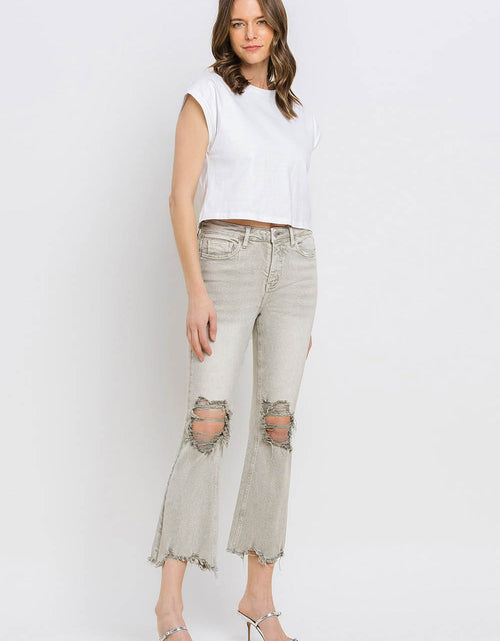 Load image into Gallery viewer, Lovervet Distressed Raw Hem Cropped Flare Jeans
