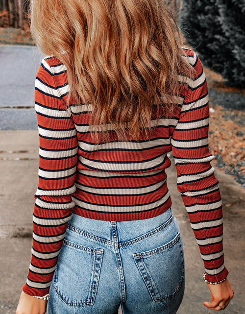 Load image into Gallery viewer, Striped Round Neck Long Sleeve Top
