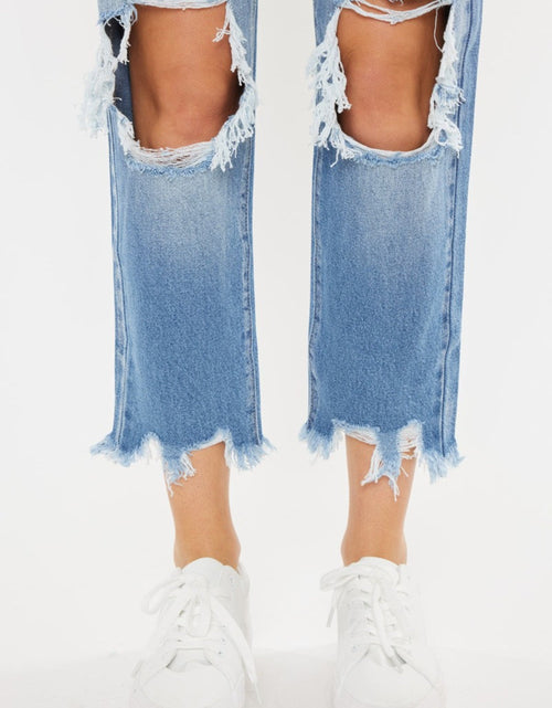 Load image into Gallery viewer, Kancan High Waist Chewed Up Straight Mom Jeans
