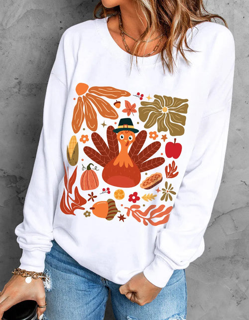 Load image into Gallery viewer, Graphic Round Neck Long Sleeve Sweatshirt
