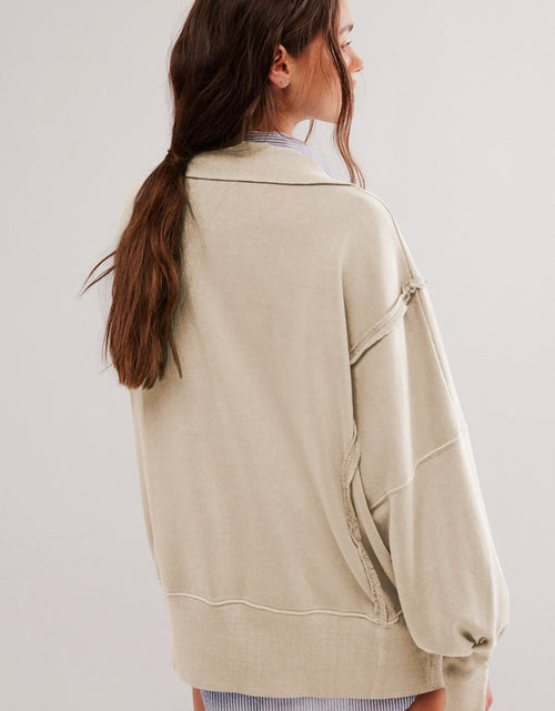 Load image into Gallery viewer, Exposed Seam Side Slit Long Sleeve Sweatshirt
