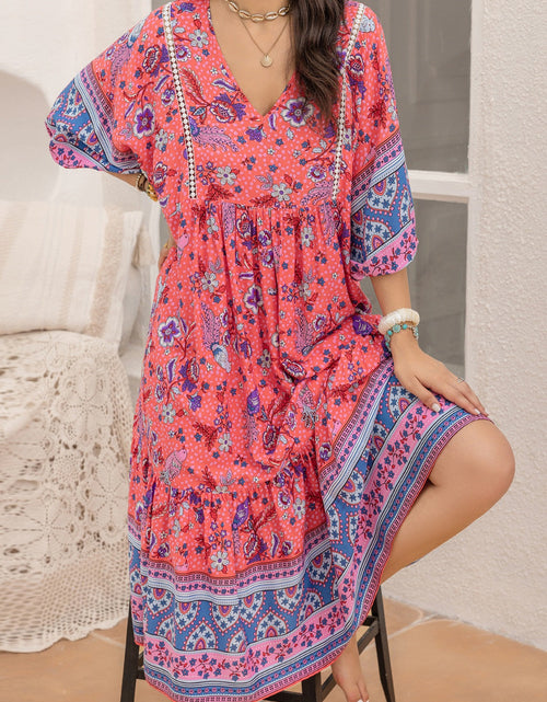 Load image into Gallery viewer, Printed Puff Sleeve Midi Dress
