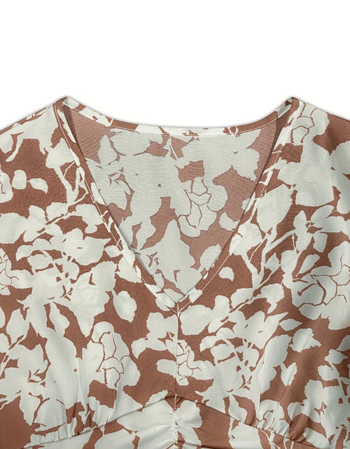 Load image into Gallery viewer, Printed V-Neck Cap Sleeve Midi Dress
