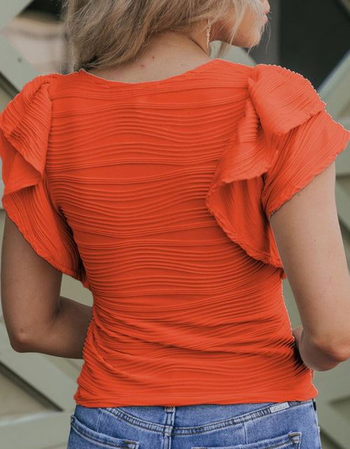Load image into Gallery viewer, Textured Round Neck Cap Sleeve Top

