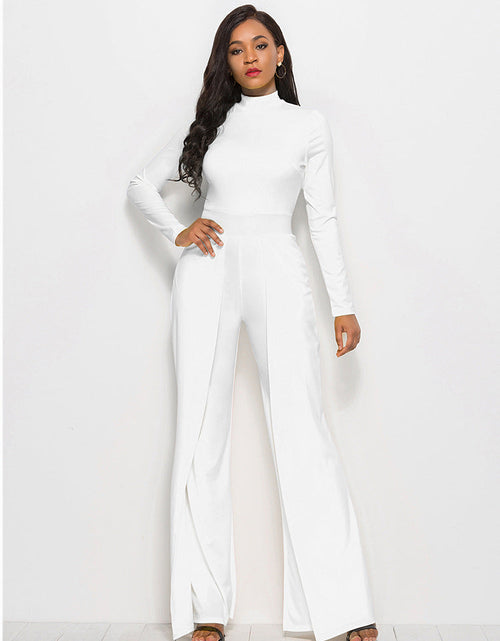 Load image into Gallery viewer, Long Sleeve Mock Neck Wide Leg Jumpsuit
