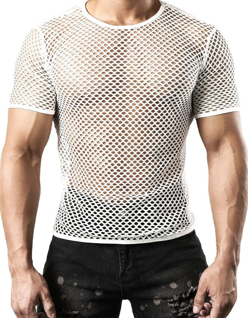 Load image into Gallery viewer, Men's Hollow Out Round Neck Short Sleeve Top
