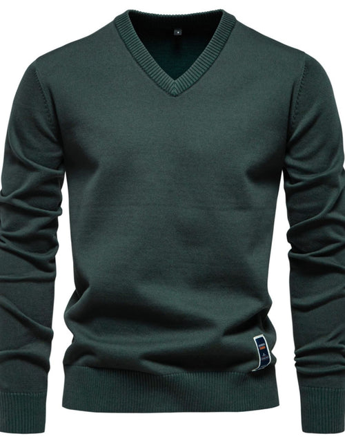Load image into Gallery viewer, Men's Ribbed Hem V-Neck Long Sleeve Sweater
