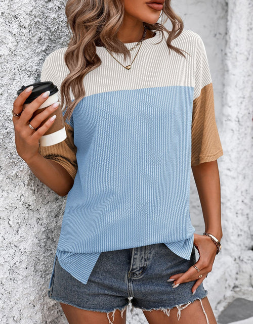 Load image into Gallery viewer, Mandy Color Block Round Neck Half Sleeve T-Shirt
