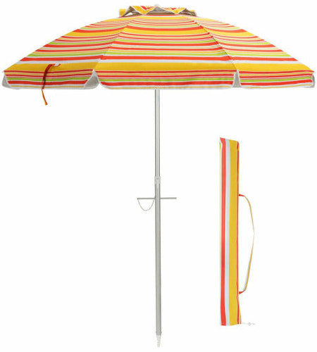 6.5 Feet Beach Umbrella with Sun Shade and Carry Bag without Weight Base-Orange