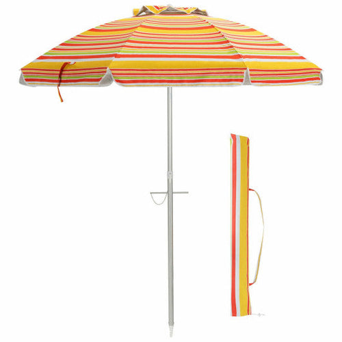 Load image into Gallery viewer, 6.5 Feet Beach Umbrella with Sun Shade and Carry Bag without Weight Base-Orange
