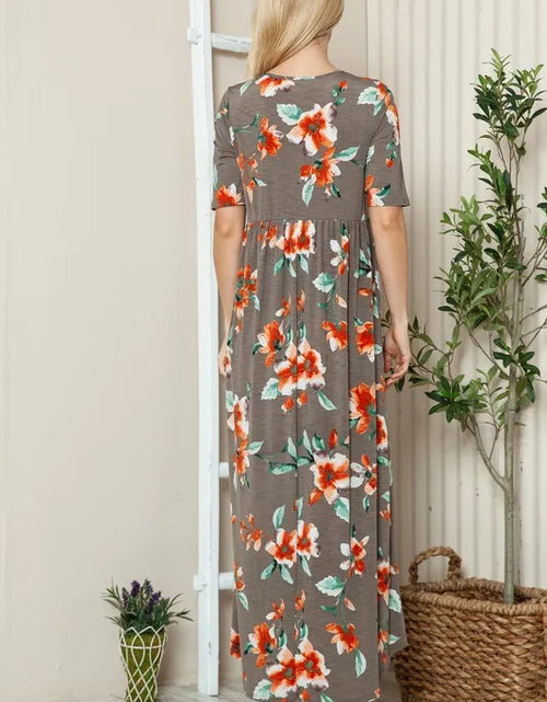 Load image into Gallery viewer, BOMBOM Floral Round Neck Short Sleeve Maxi Tee Dress
