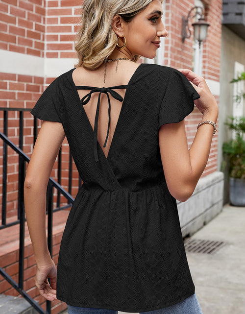 Load image into Gallery viewer, Tied Ruffled Round Neck Peplum T-Shirt
