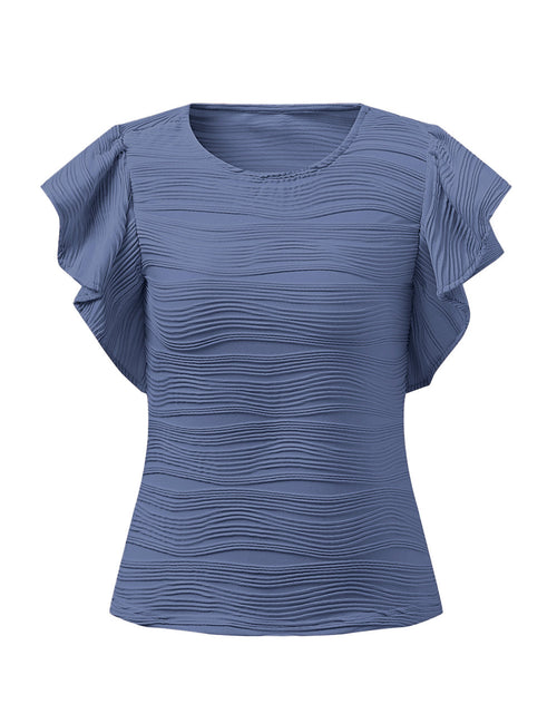 Load image into Gallery viewer, Textured Round Neck Cap Sleeve Top
