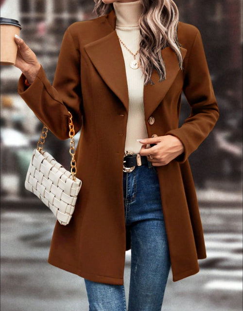 Load image into Gallery viewer, Collared Neck Button Up Long Sleeve Coat

