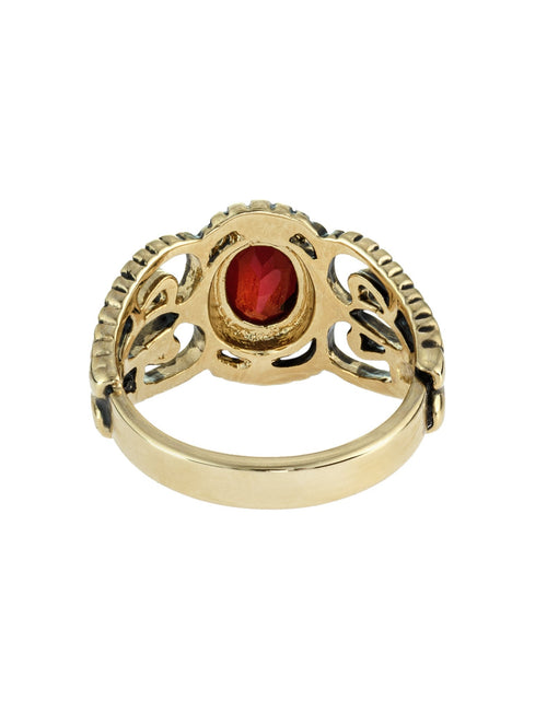 Load image into Gallery viewer, Vintage Jewelry Genuine Jade Ring Antiqued 18kt Yellow Gold Electroplated Made in the USA by PVD Vintage Jewelry

