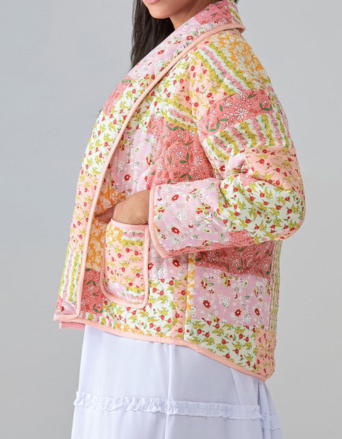 Load image into Gallery viewer, Printed Patchwork Open Front Cardigan with Pockets
