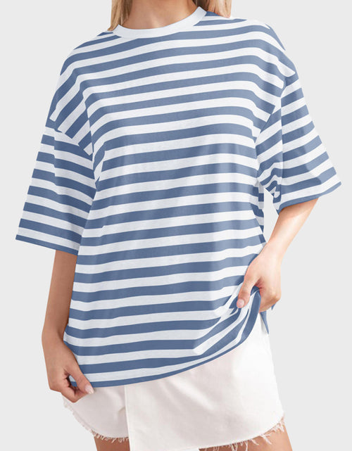 Load image into Gallery viewer, Striped Round Neck Half Sleeve T-Shirt
