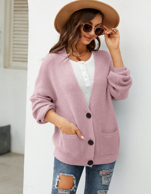 Load image into Gallery viewer, Button Up Drop Shoulder Long Sleeve Cardigan
