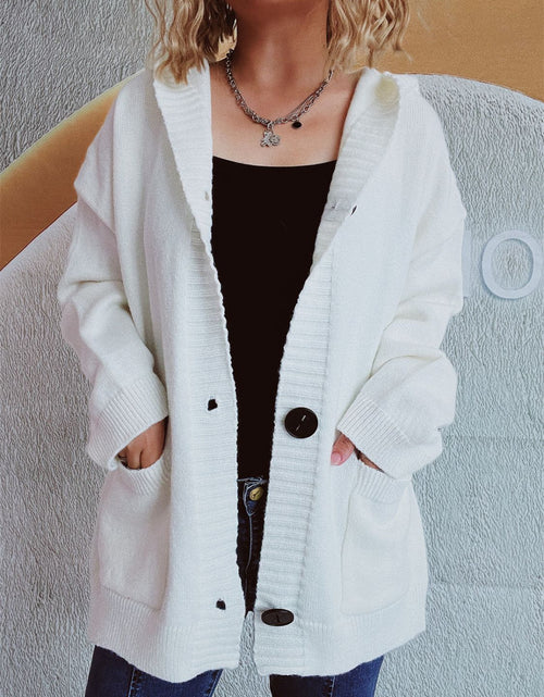 Load image into Gallery viewer, Dropped Shoulder Long Sleeve Hooded Cardigan
