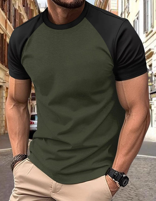 Load image into Gallery viewer, Men's Full Size Round Neck Contrast T-Shirt Plus Size
